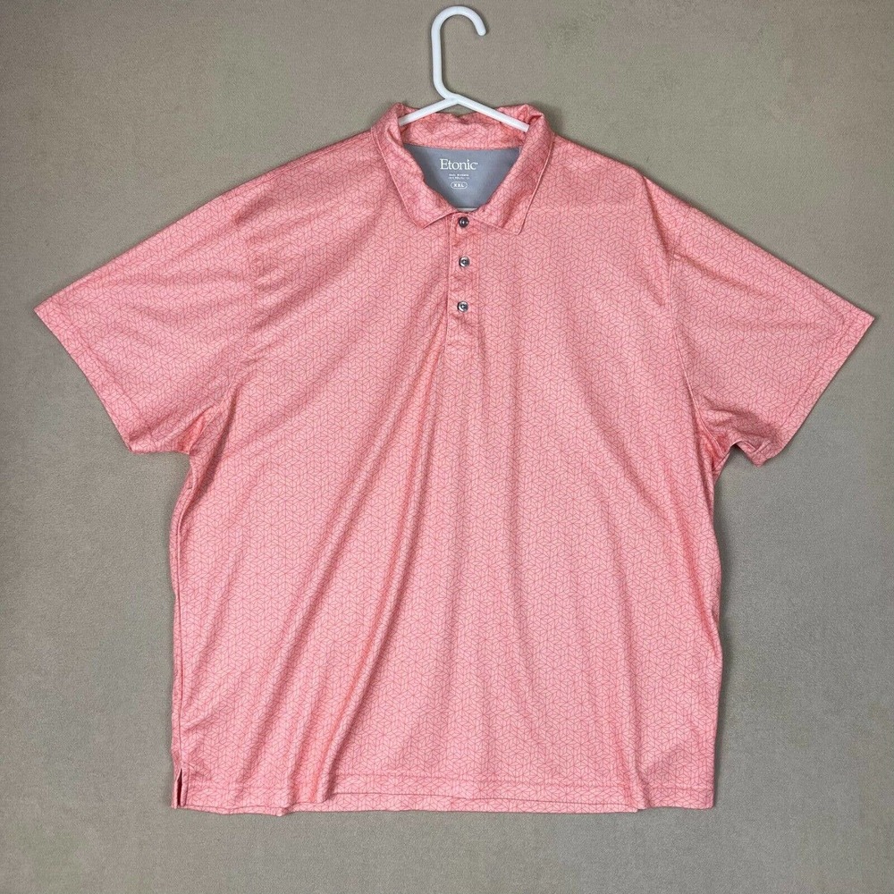 Etonic Polo Shirt Adult 2XL Pink Performance Golf Rugby Tennis Short Sleeve Mens